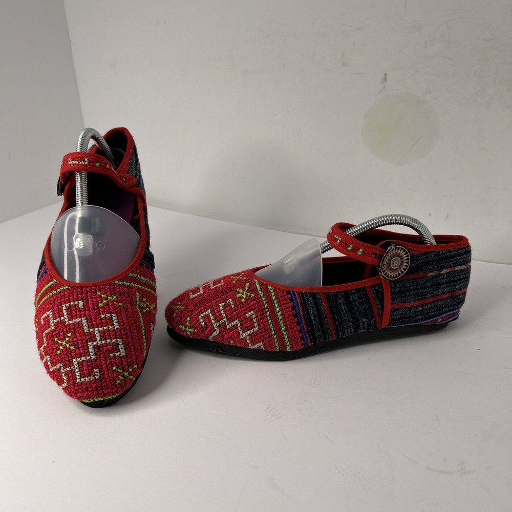 Forbidden City Flats Sz 10 Fabric Multicolor Mary Jane New